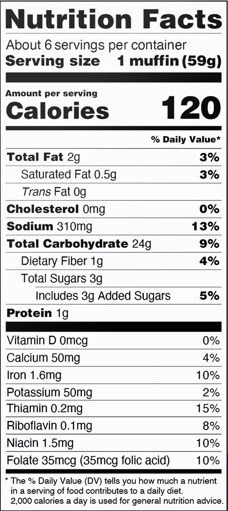 Traditional English Muffin (USA) Nutritional Facts