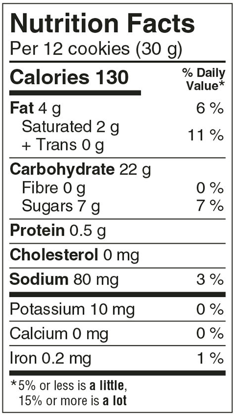 Vanilla Animal Cookies (CAN) Nutritional Facts