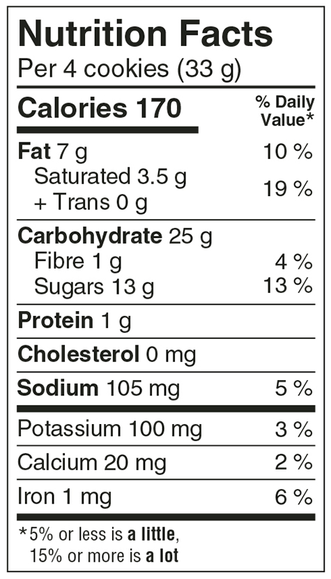 Montana Chocolate Chip Cookies (CAN) Nutritional Facts