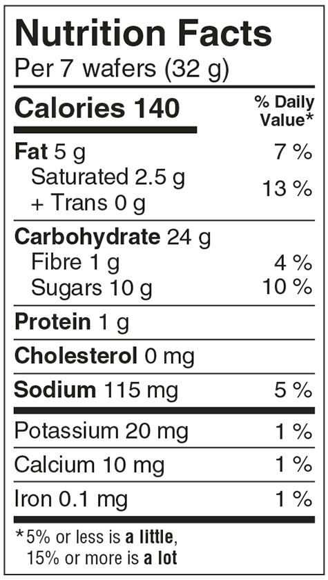 Vanilla Wafers (CAN) Nutritional Facts