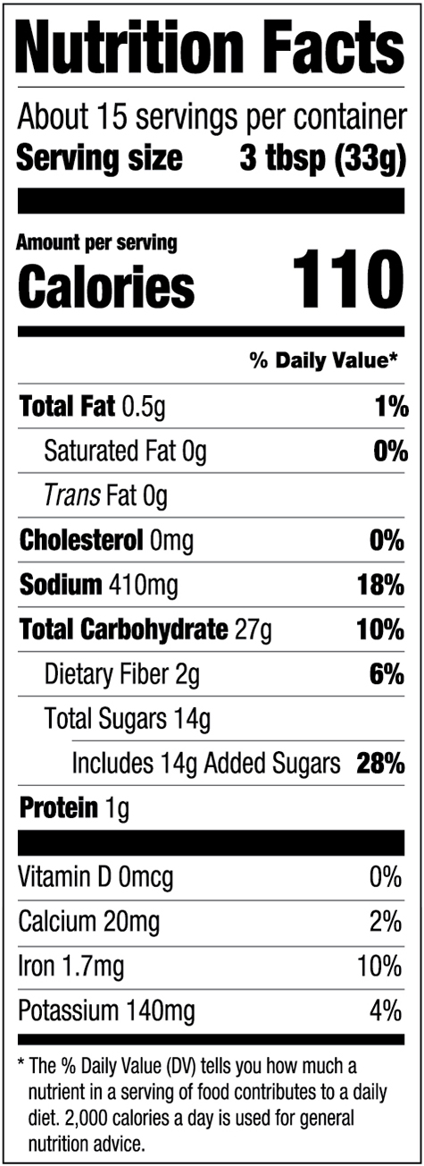 US Mix Chocolate Cake Nutritional Fact