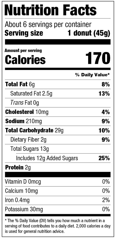 Cinnamon Sugar Donuts (USA) Nutritional Facts