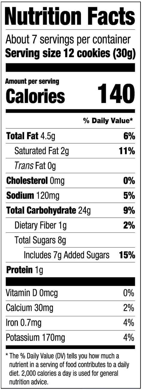 Graham Style Animal Cookies (USA) Nutritional Facts