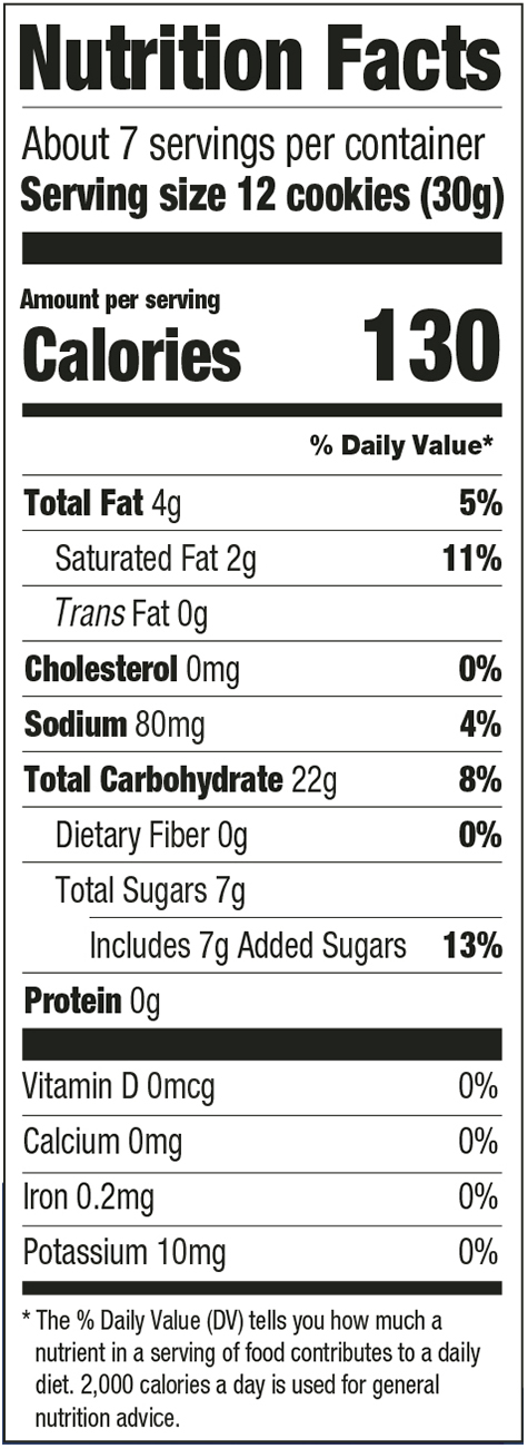 Vanilla Animal Cookies (USA) Nutritional Facts