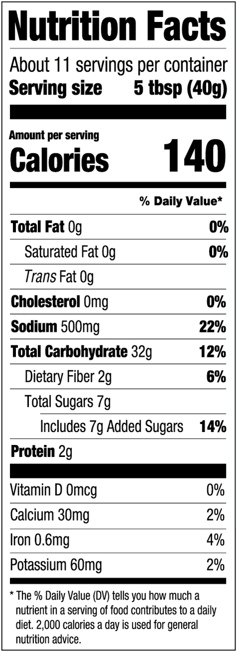US Mix Pancake Waffle Nutritional Fact