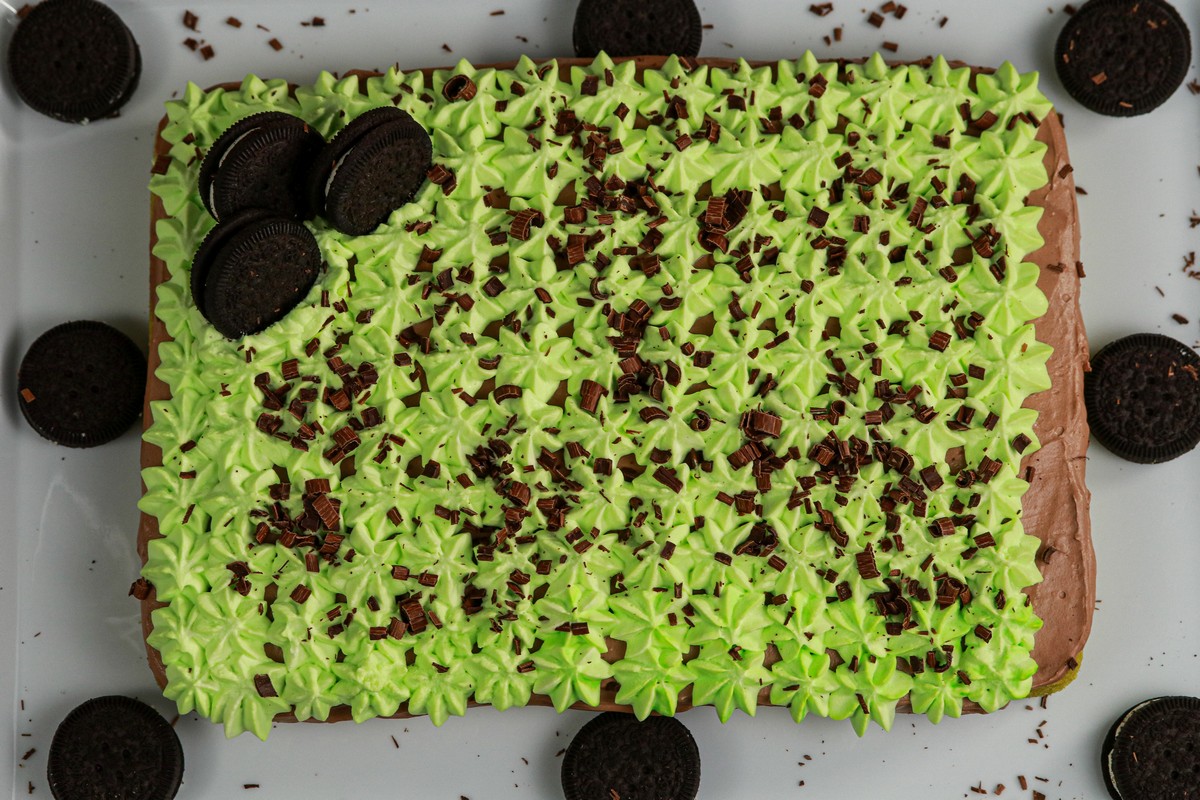Gluten-free Grasshopper Cake Top Down
