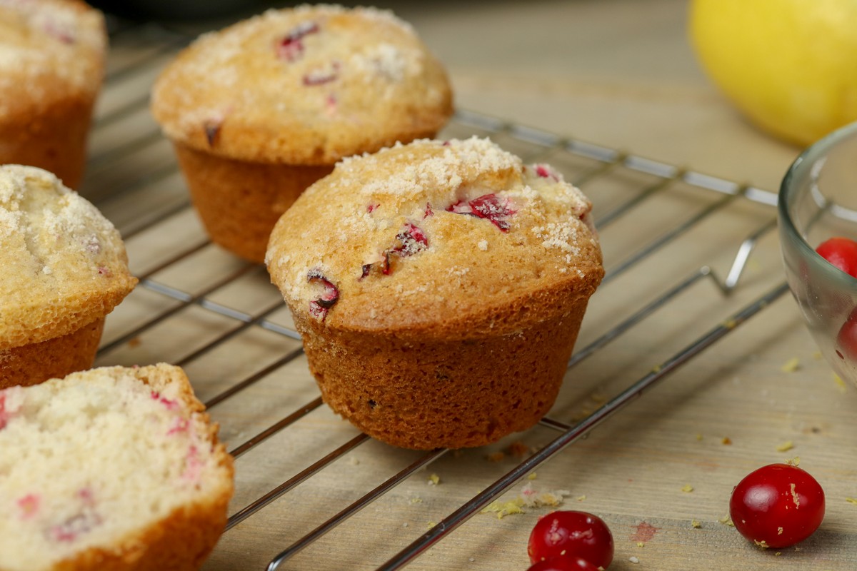 Gluten-free Lemon Cranberry Streusel Muffins